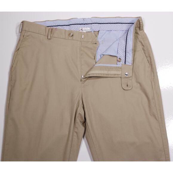 Peter Millar Khaki Tan Flat Front Chino Pants Trousers Tall 38x36 - Picture 5 of 7